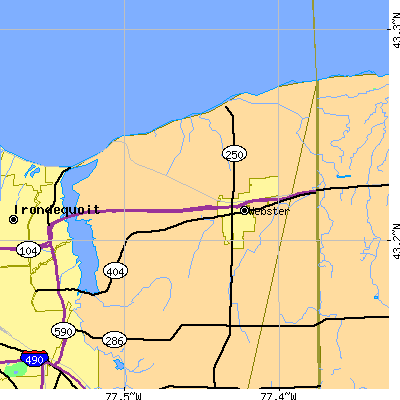 Zip code 14580 close-up map