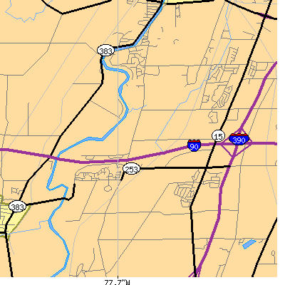 Zip code 14586 close-up map