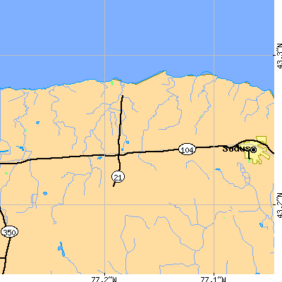 Zip code 14589 close-up map