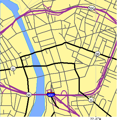 Zip code 14604 close-up map