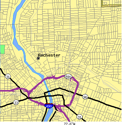Zip code 14605 close-up map