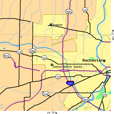 Zip code 14606 close-up map