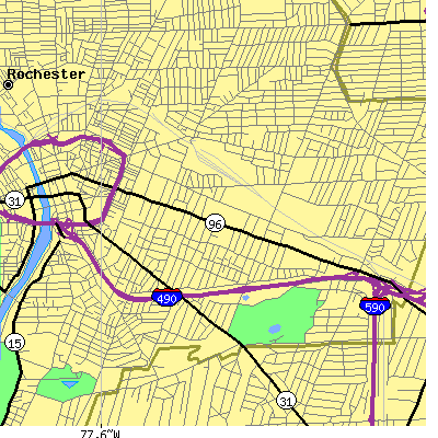 Zip code 14607 close-up map