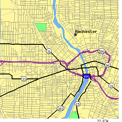 Zip code 14608 close-up map