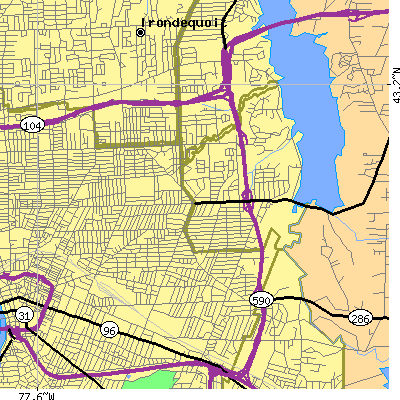 Zip code 14609 close-up map