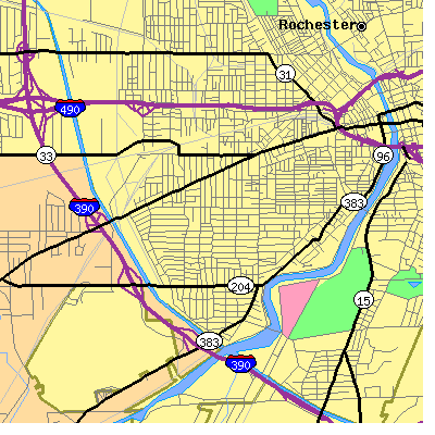 Zip code 14611 close-up map