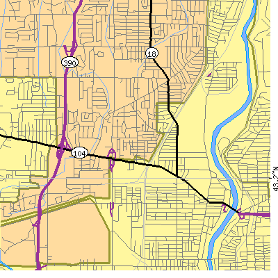 Zip code 14615 close-up map
