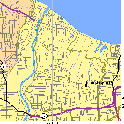 Zip code 14617 close-up map