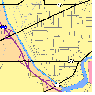 Zip code 14619 close-up map