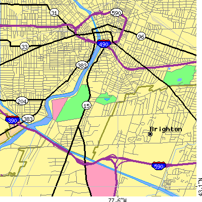 Zip code 14620 close-up map