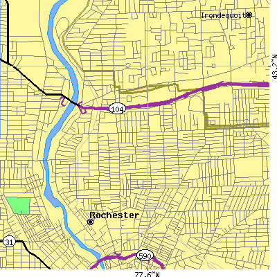 Zip code 14621 close-up map