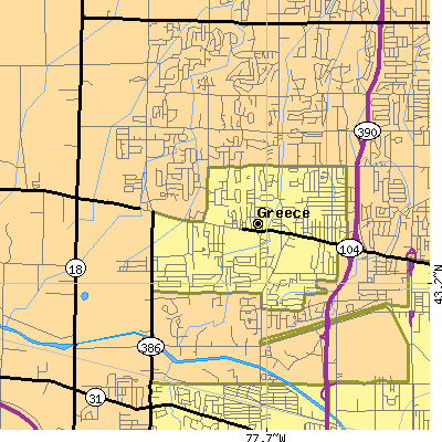 Zip code 14626 close-up map