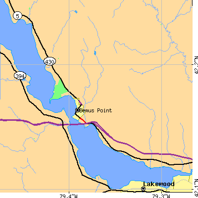 Zip code 14712 close-up map