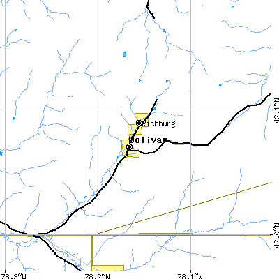 Zip code 14715 close-up map