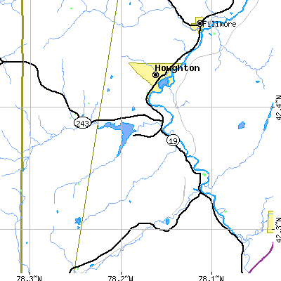 Zip code 14717 close-up map