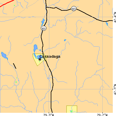 Zip code 14718 close-up map