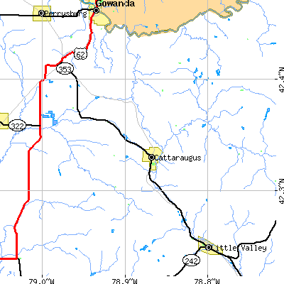 Zip code 14719 close-up map