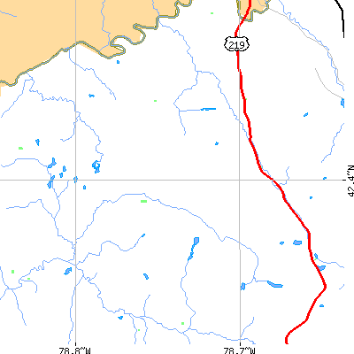 Zip code 14729 close-up map