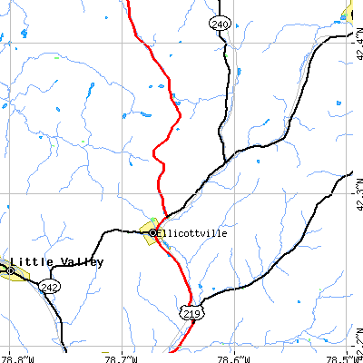 Zip code 14731 close-up map