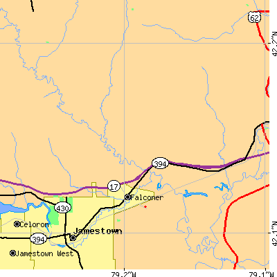 Zip code 14733 close-up map