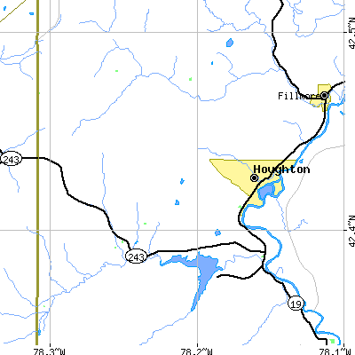 Zip code 14744 close-up map