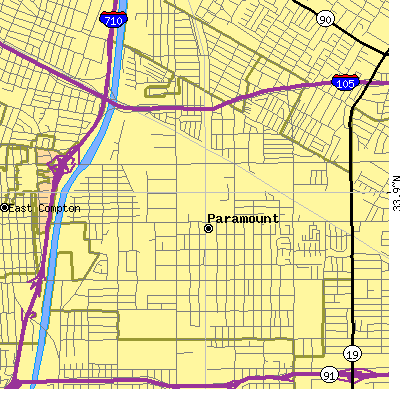 Zip code 90723 close-up map