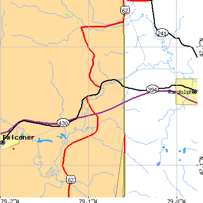 Zip code 14747 close-up map
