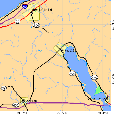 Zip code 14757 close-up map