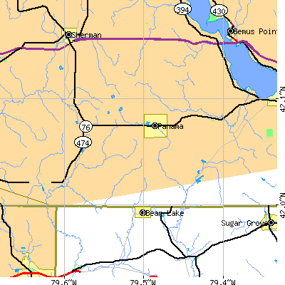 Zip code 14767 close-up map