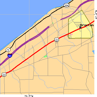 Zip code 14769 close-up map