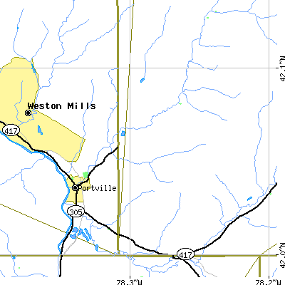 Zip code 14770 close-up map