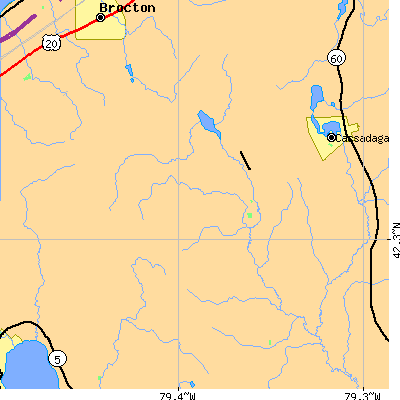 Zip code 14784 close-up map