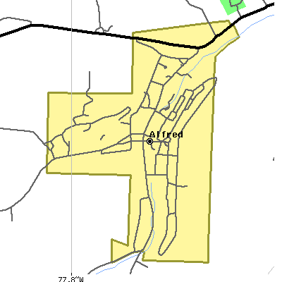 Zip code 14802 close-up map