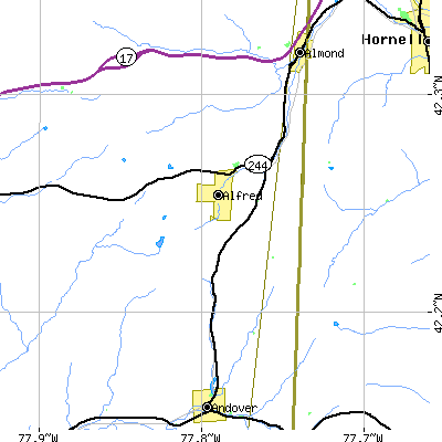 Zip code 14803 close-up map