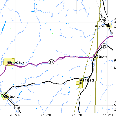 Zip code 14804 close-up map