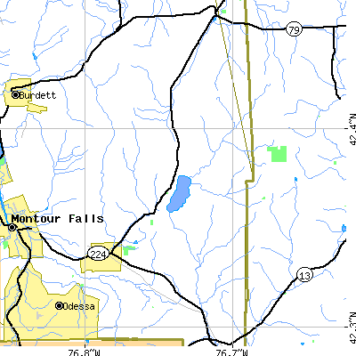 Zip code 14805 close-up map