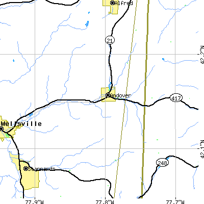 Zip code 14806 close-up map