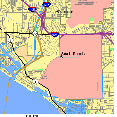 Zip code 90740 close-up map