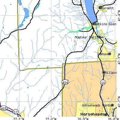 Zip code 14812 close-up map