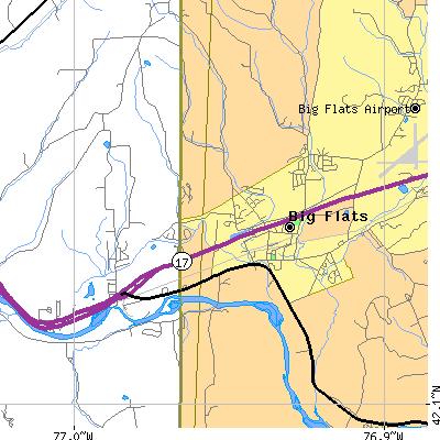 Zip code 14814 close-up map