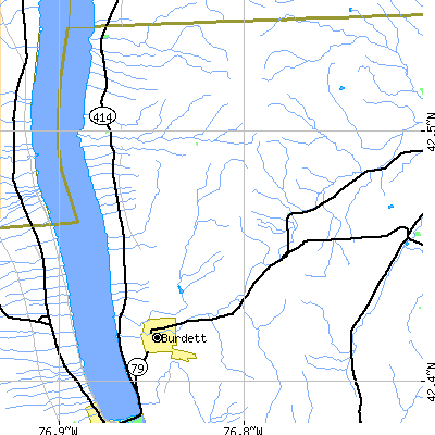 Zip code 14818 close-up map