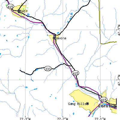 Zip code 14821 close-up map