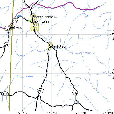 Zip code 14823 close-up map