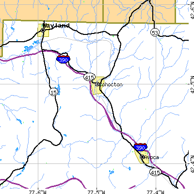 Zip code 14826 close-up map
