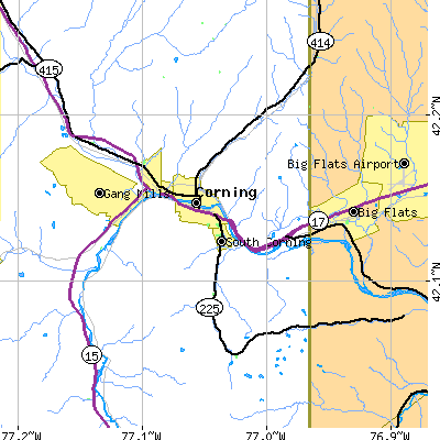 Zip code 14830 close-up map