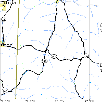Zip code 14839 close-up map