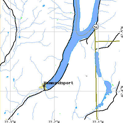 Zip code 14840 close-up map