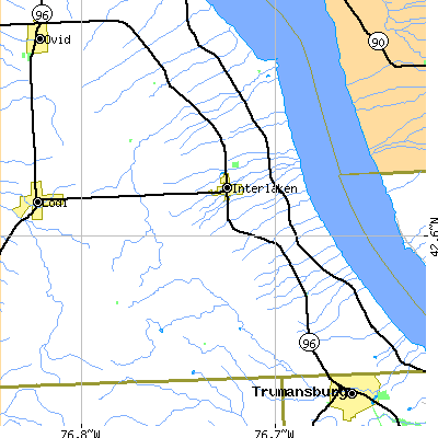 Zip code 14847 close-up map