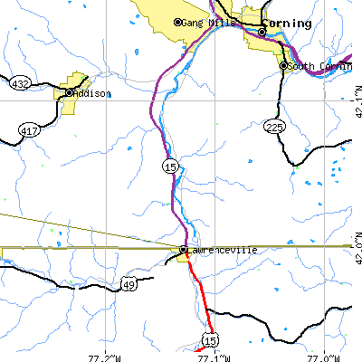 Zip code 14858 close-up map
