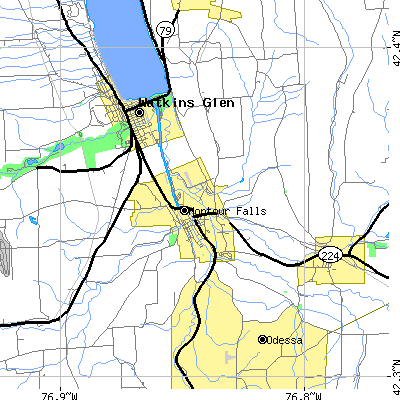Zip code 14865 close-up map